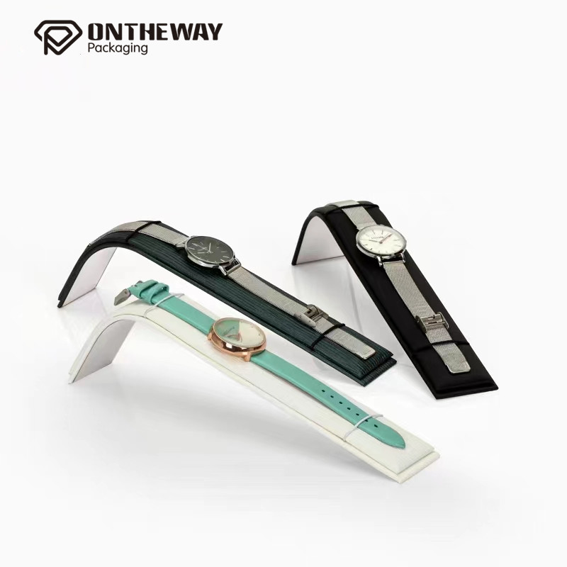 Popular Pu leather wrap metal display stand for watch